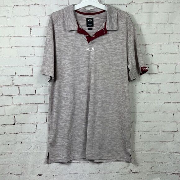 Oakley Shirt Mens Large Polo Regular Fit Golf Performance Short Sleeve Maroon - Picture 1 of 9